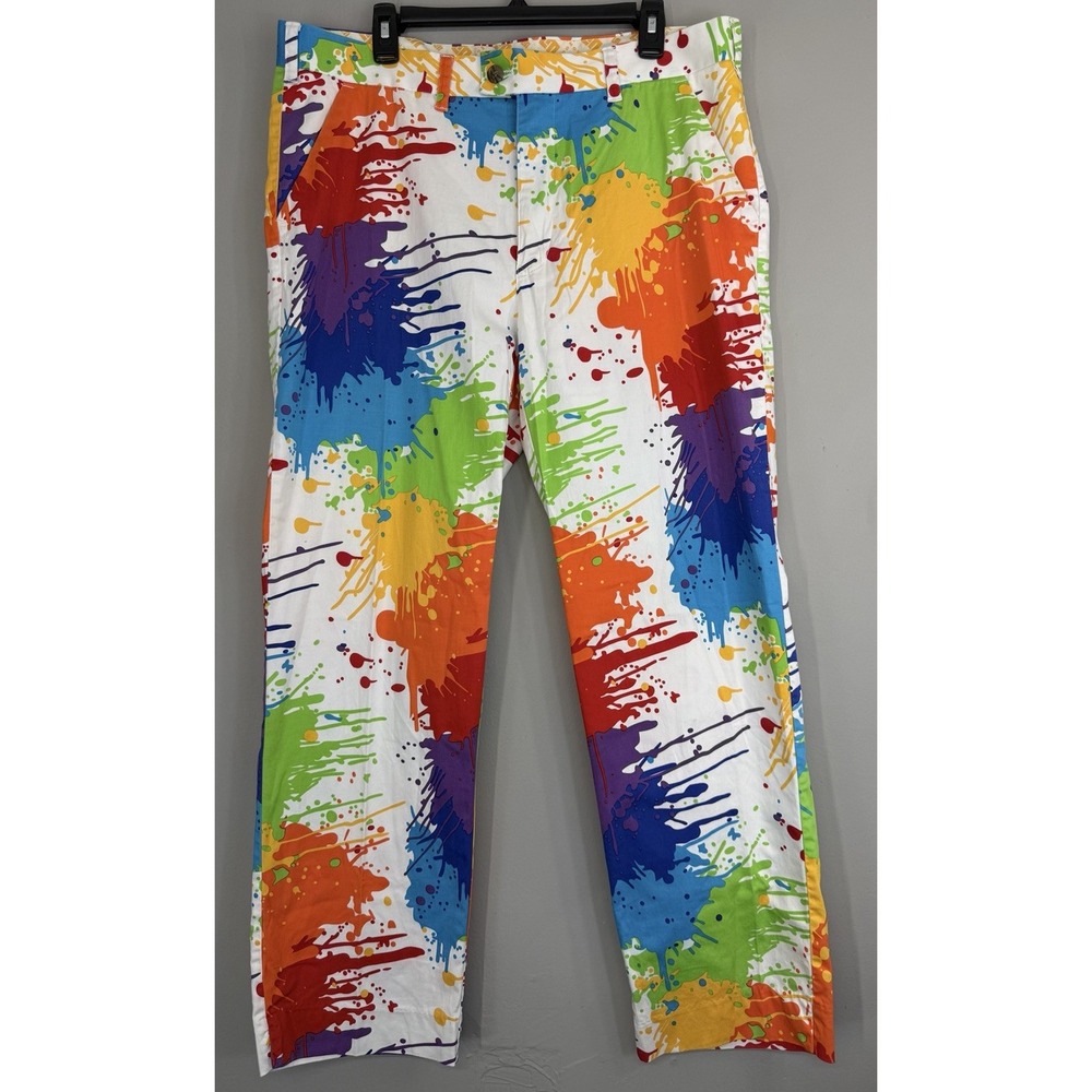 Loudmouth Men's Golf Pants Sz 38 Paint Splatter All Over Print